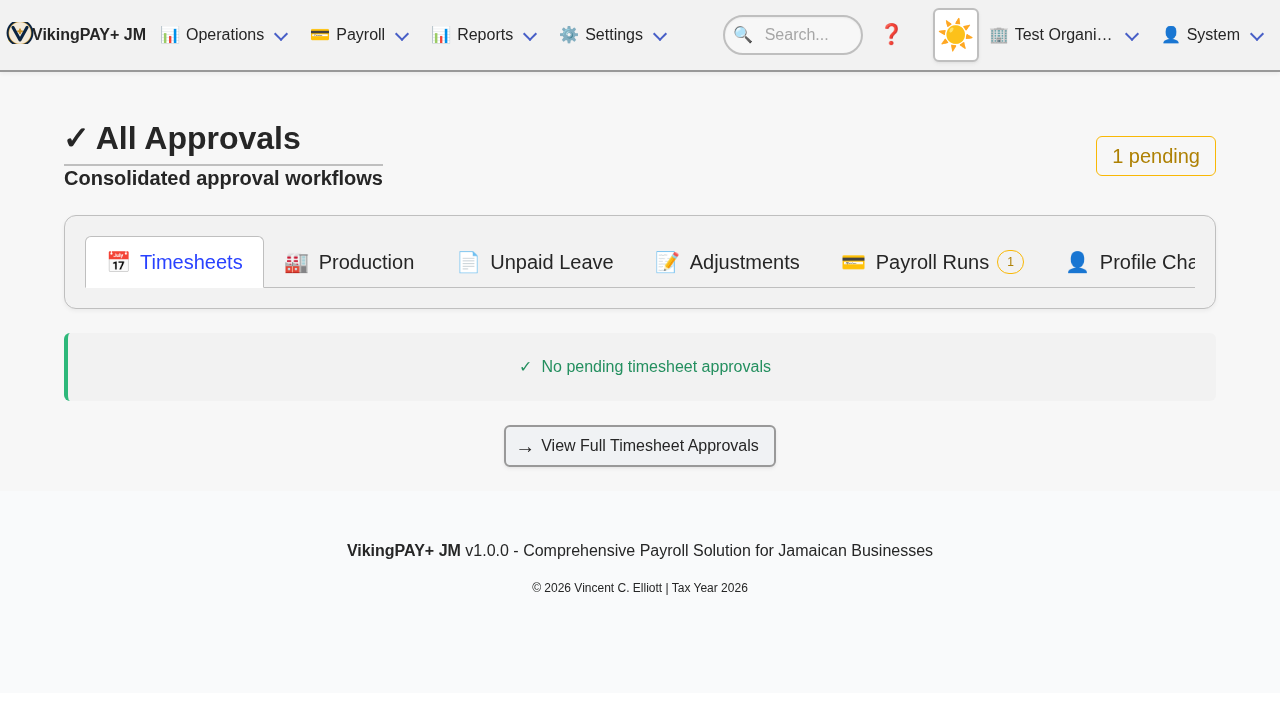 The approvals dashboard in VikingPAY+