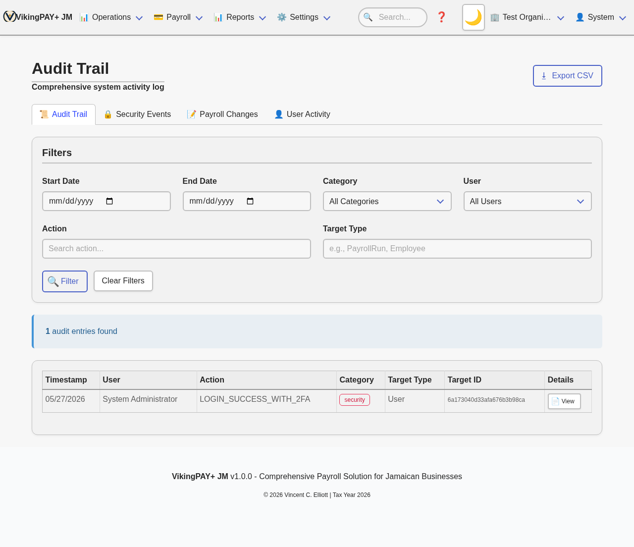 The audit trail in VikingPAY+