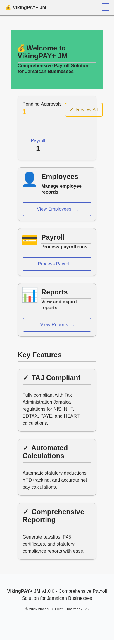 VikingPAY+ on a mobile dashboard