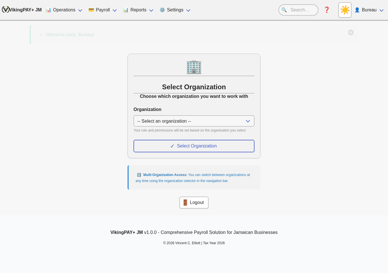 Switching between isolated client organisations from one login in VikingPAY+